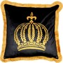 Harald Gl��ckler Pomp��s Kissen by Casa Padrino Schwarz / Gold Krone mit Strass Steinen - Luxus Deko Kissen 