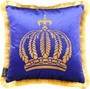 Harald Gl��ckler Pomp��s Kissen by Casa Padrino - Blau / Gold Krone mit Strass Steinen - Luxus Deko Zierkissen