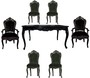 Casa Padrino Barock Esszimmer Set Schwarz/Schwarz - Esstisch + 6 St�hle 