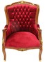 Casa Padrino Barock Lounge Sessel  Mahagoni Braun / Bordeaux 70 cm x 60 cm x H. 105cm - Massivholz
