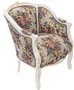 Casa Padrino Barock Lounge Sessel  Weiss / Blumenmuster 70 cm x H. 100cm - Massivholz