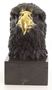 Casa Padrino Luxus Bronzefigur Adlerkopf auf Marmorsockel Schwarz / Gold  Wohnzimmer Deko Skulptur Bronze