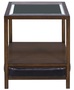 Casa Padrino Luxus Mahagoni Beistelltisch Braun / Schwarz 52 x 52 x H. 64 cm - Wohnzimmer Beistelltisch mit Glasplatte und Schublade