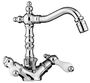 Jugendstil Retro Bidet-Einlochbatterie Badezimmer Waschtischarmatur Silber / Wei� H. 21 cm - Nostalgisches Bad Zubeh�r 
