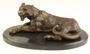 Casa Padrino Luxus Bronzefigur / Skulptur Leopard auf Marmorsockel 28,4 x 16,5 x H. 11,4 cm - Wohnzimmer Dekoration bronze
