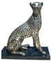 Casa Padrino Luxus Bronzefigur Silber / Schwarz 37 x 15 x H. 40 cm - Sitzender Gepard mit Marmorsockel