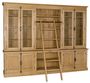 Casa Padrino Landhausstil B�cherschrank mit Leiter Naturfarben 300 x 50 x H. 230 cm - Landhausstil M�bel 