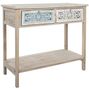 Casa Padrino Landhausstil Konsole Antik Wei� / Naturfarben 85 x 37 x H. 77 cm - Handgefertigter Shabby Chic Konsolentisch mit 2 Schubladen