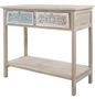 Casa Padrino Landhausstil Konsole Antik Wei� / Naturfarben 85 x 37 x H. 77 cm - Handgefertigter Shabby Chic Konsolentisch mit 2 Schubladen