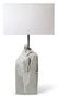 Casa Padrino Luxus Tischleuchte Grau / Wei� 30 x 20 x H. 57 cm - Designer Tischlampe mit hangefertigter Porzellan Skulptur einer meditierender Frau Mod1 