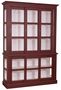 Casa Padrino Landhausstil Vitrinenschrank Antik Bordeauxrot / Wei� 151 x 47 x H. 220 cm - Wohnzimmerschrank mit 6 Schiebet�ren 