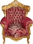 Casa Padrino Barock Sessel Al Capone Bordeaux Muster / Gold - Rokoko Antik Stil M�bel 