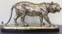 Casa Padrino Bronzefigur Tiger auf Marmorsockel Silber / Schwarz 48 x 14 x H. 25 cm - Luxus Deko Figur 