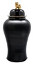 Casa Padrino Luxus Deko Vase Schwarz / Gold  54 x H. 115 cm - Chinesische Porzellan Vase mit Deckel