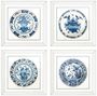 Casa Padrino Bilder / Kunstdruck 4er Set Antike Chinesische Porzellan Teller Wei� / Blau 80 x H. 80 cm - Luxus Wanddekoration