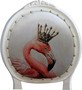 Casa Padrino Barock Luxus Esszimmer Stuhl ohne Armlehnen Flamingo mit Krone und mit Bling Bling Glitzersteinen - Designer Stuhl - Limited Edition