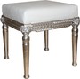 Casa Padrino Barock Antik Stil Sitzhocker in Wei�/Silber B 56 cm, H 54 cm - Barock Sitzhocker 