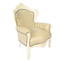 Casa Padrino Barock Sessel King Creme Lederoptik / Creme - M�bel Antik Stil