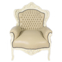 Casa Padrino Barock Sessel King Creme Lederoptik / Creme - M�bel Antik Stil
