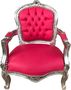 Casa Padrino Barock Kinder Stuhl Pink Lederoptik / Silber - Kinderm�bel 