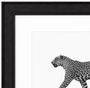 Casa Padrino Luxus Bild Leopard Schwarz / Wei� 93 x H. 73 cm - Kunstdruck mit Holzrahmen