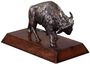 Casa Padrino Luxus Bison Bronzefigur Bronze / Braun 35 x 18 x H. 20 cm - Deko Figur mit Mahagoni Holzsockel