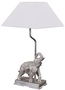 Casa Padrino Tischleuchte Bronze Elefant Versilbert 35 x 29 x H. 50 cm - Luxus Tischlampe mit wei�em Lampenschirm