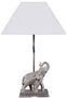 Casa Padrino Tischleuchte Bronze Elefant Versilbert 35 x 29 x H. 50 cm - Luxus Tischlampe mit wei�em Lampenschirm