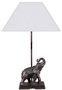 Casa Padrino Tischleuchte Elefant Bronze 35 x 29 x H. 50 cm - Luxus Tischlampe mit wei�em Lampenschirm