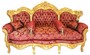 Casa Padrino Barock Wohnzimmer Set Bordeaux Muster / Gold - 3er Sofa + 2 Sessel