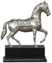 Casa Padrino Luxus Bronzefigur Pferd mit Holzsockel Silber / Antik Schwarz 31,5 x 12,5 x H. 37,3 cm - Versilberte Deko Figur 