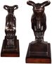 Casa Padrino Luxus Buchst�tzen Set Widder Bronze / Dunkelbraun 17 x 8 x H. 20 cm - Deko Bronzefiguren mit Mahagoni Holzsockel