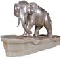 Casa Padrino Luxus Bronzefigur Elefant auf Marmorsockel Silber / Wei� 44 x 19 x H. 30 cm - Luxus Qualit�t