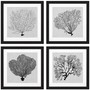 Casa Padrino Bilder 4er Set Seefarn Schwarz / Wei� / Grau 61,5 x H. 61,5 - Luxus Kunstdrucke mit Holzrahmen