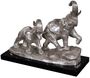 Casa Padrino Bronze Elefanten auf Holzsockel Silber / Schwarz 42 x 17 x H. 33 cm - Luxus Deko Bronzefiguren