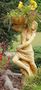 Casa Padrino Jugendstil Gartendeko Statue / Figur M�dchen mit Blumentopf 46 x 32 x H. 116 cm - Dekorative Garten Skulptur 