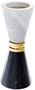 Casa Padrino Luxus Marmor Kerzenhalter Schwarz / Wei� / Gold  11 x H. 28 cm - Hotel & Restaurant Deko Accessoires