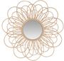 Casa Padrino Designer Rattan Spiegel Naturfarben  85 cm - Wandspiegel im Blumen Design