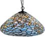 Casa Padrino Luxus Tiffany H�ngeleuchte Schmetterlinge Blau / Mehrfarbig  50 x H. 135 cm - H�ngelampe aus zahlreichen Glas Mosaik St�cken