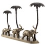Casa Padrino Luxus Kerzenhalter Elefanten & Palmen Antik Messing / Bronze  38 x 7,5 x H. 28,5 cm - Hotel & Restaurant Deko Accessoires