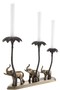 Casa Padrino Luxus Kerzenhalter Elefanten & Palmen Antik Messing / Bronze  38 x 7,5 x H. 28,5 cm - Hotel & Restaurant Deko Accessoires