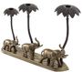Casa Padrino Luxus Kerzenhalter Elefanten & Palmen Antik Messing / Bronze  38 x 7,5 x H. 28,5 cm - Hotel & Restaurant Deko Accessoires