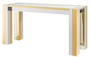 Casa Padrino Luxus Edelstahl Konsole Silber / Gold 160 x 50 x H. 78 cm - Designer Konsolentisch mit Glasplatte  