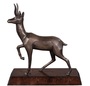Casa Padrino Luxus Bronzefigur Antilope Bronze / Dunkelbraun 35 x 17 x H. 37 cm - Dekofigur mit Holzsockel 