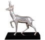 Casa Padrino Luxus Bronzefigur Antilope Silber / Schwarz 35 x 17 x H. 37 cm - Dekofigur mit Holzsockel 