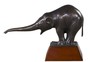 Casa Padrino Luxus Bronzefigur mit Holzsockel Elefant Bronze / Braun 42 x 17 x H. 29 cm - Luxus Dekoration