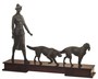 Casa Padrino Luxus Bronzefiguren J�gerin und Hunde Bronze / Dunkelbraun 61 x 11 x H. 45 cm - Luxus Dekofiguren mit Holzsockel 