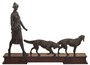 Casa Padrino Luxus Bronzefiguren J�gerin und Hunde Bronze / Dunkelbraun 61 x 11 x H. 45 cm - Luxus Dekofiguren mit Holzsockel 