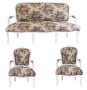 Casa Padrino Barock Sitzbank Set Blumen Muster / Antik Stil Wei� - 1 Sofa + 2 Sessel