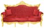 Casa Padrino Barock Wohnzimmer Set Bordeaux Samtstoff / Gold - 3er Sofa + 2 Sessel 